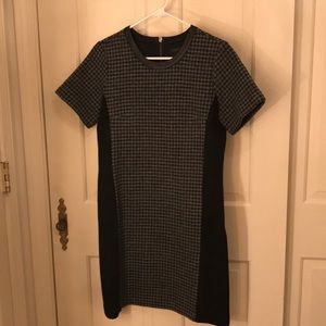J.Crew wool houndstooth dress with leather trim